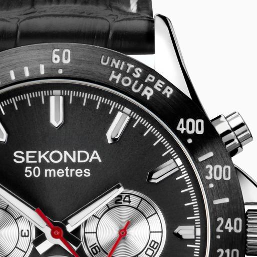 Sekonda men's black dial stainless steel dual time watch sale